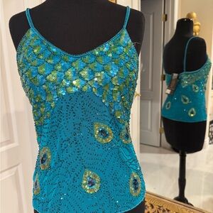 Peacock‎ Blue Sequin Camisole